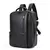 Mochila masculina de couro preto retrô com compartimentos multifuncionais para notebook 15,6 polegadas.