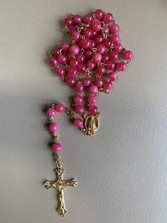 Terço - Pedra Natural Ágata Rosa - loja online