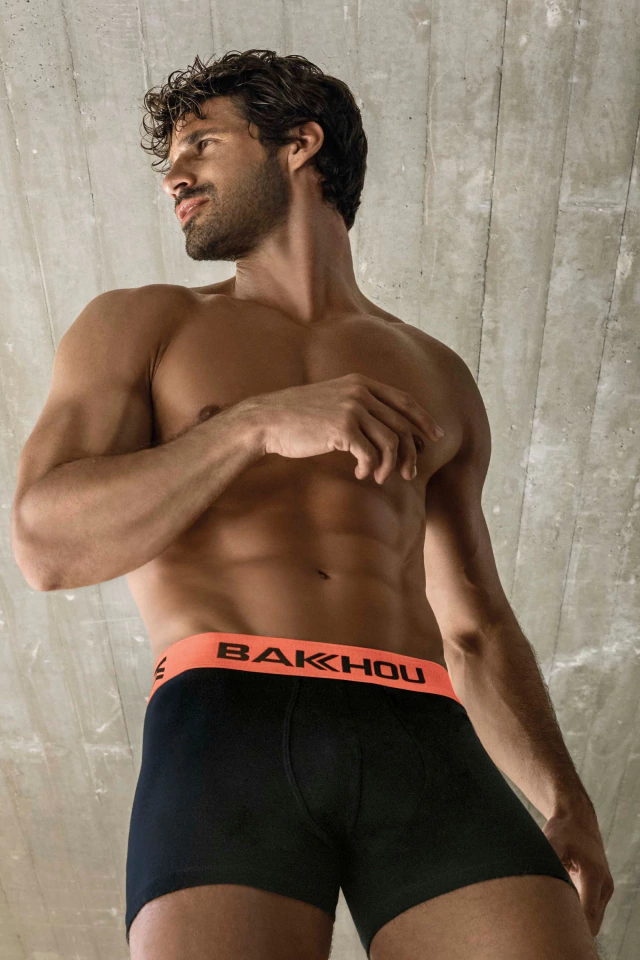 Boxer algodón y lycra liso con elástico Bakhou básico en tonos fluo — imagen 5