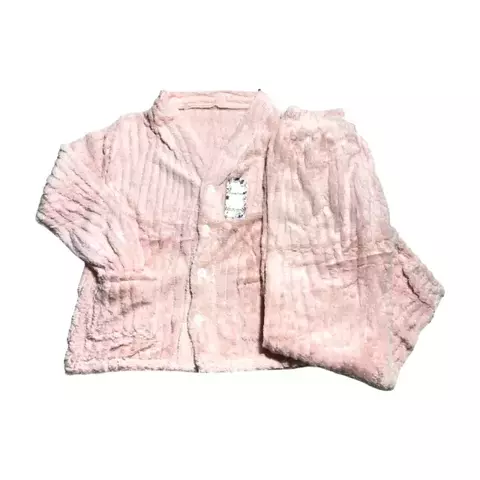 PJ204-Linda luna pijama plush dama liso cuello V con botones | Cantidad minima de compra 3 - comprar online