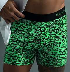 BA2054-Marca: Bakhou | Boxer algodon y lycra. Estampado Manchas, elastico Bakhou lateral - Lenceria marina