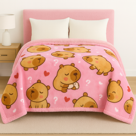 BL136-Santel frazadas plush con corderito capibara | Contidad minima de compra 3 - comprar online