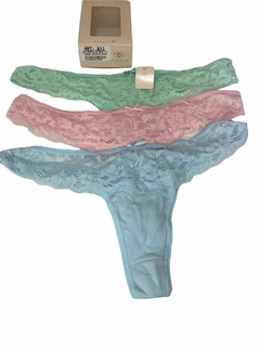 BER611-(BERLIN) Pack de 3 Colaless Especial de Algodón y Lycra Liso con Puntilla