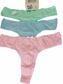 BER621-(BERLIN) Pack de 3 Culotteless Especial de Algodón y Lycra Liso