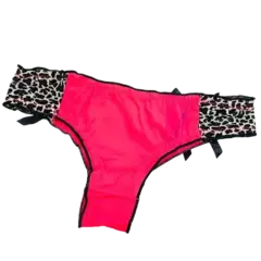 BO928-LESS DE MICROFIBRA CON MOÑO DECORATIVO CON ANIMAL PRINT | Cantidad mínima de compra 3 - Lenceria marina