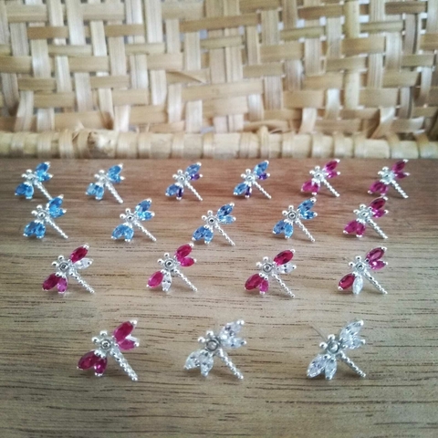 Brinco Libélulas zirconia cores