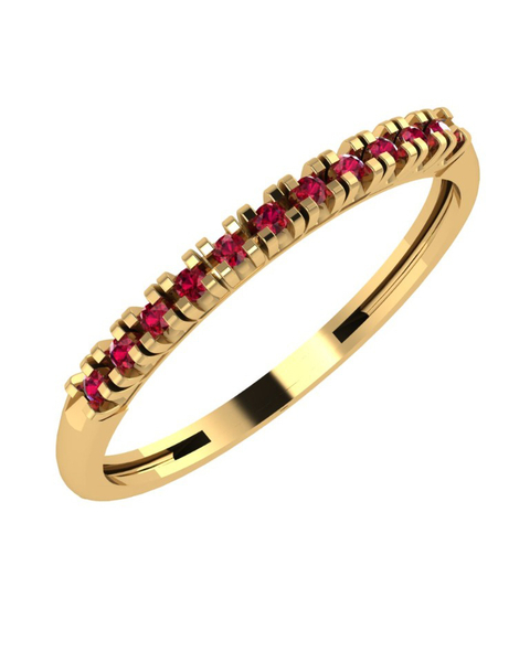 Meia Aliança com Rubis 2,0mm