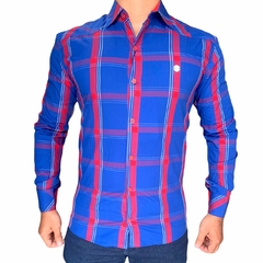 Camisa Social Xadrez Manga Longa Gang Off - Azul Ref. 1438
