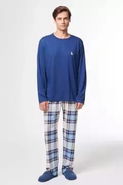 Pijama Xadrez Azul Masculino - comprar online