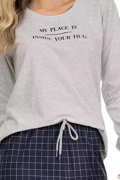Pijama Longo Calça Xadrez Azul na internet