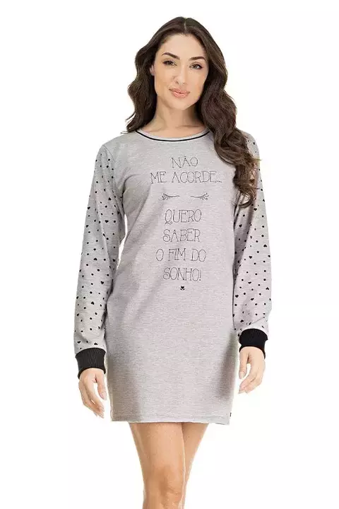 Camisão Poá Longo Algodão Mescla