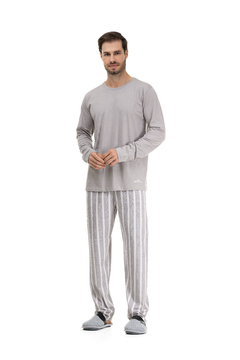 Pijama Manga Longa Calça Listrado - comprar online
