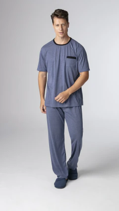 Pijama Malha Manga Curta Duas Cores