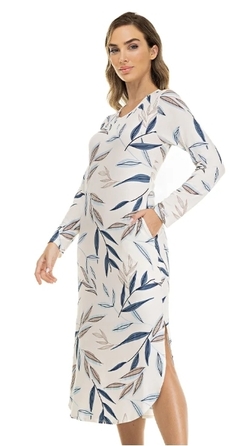 Camisola Comfy Folhagem Azul - Imagine Pijamas e Sonhos