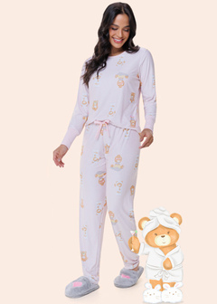 Pijama Rosa Ursinho Adulto - comprar online