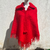 Imagem do poncho lã vermelho