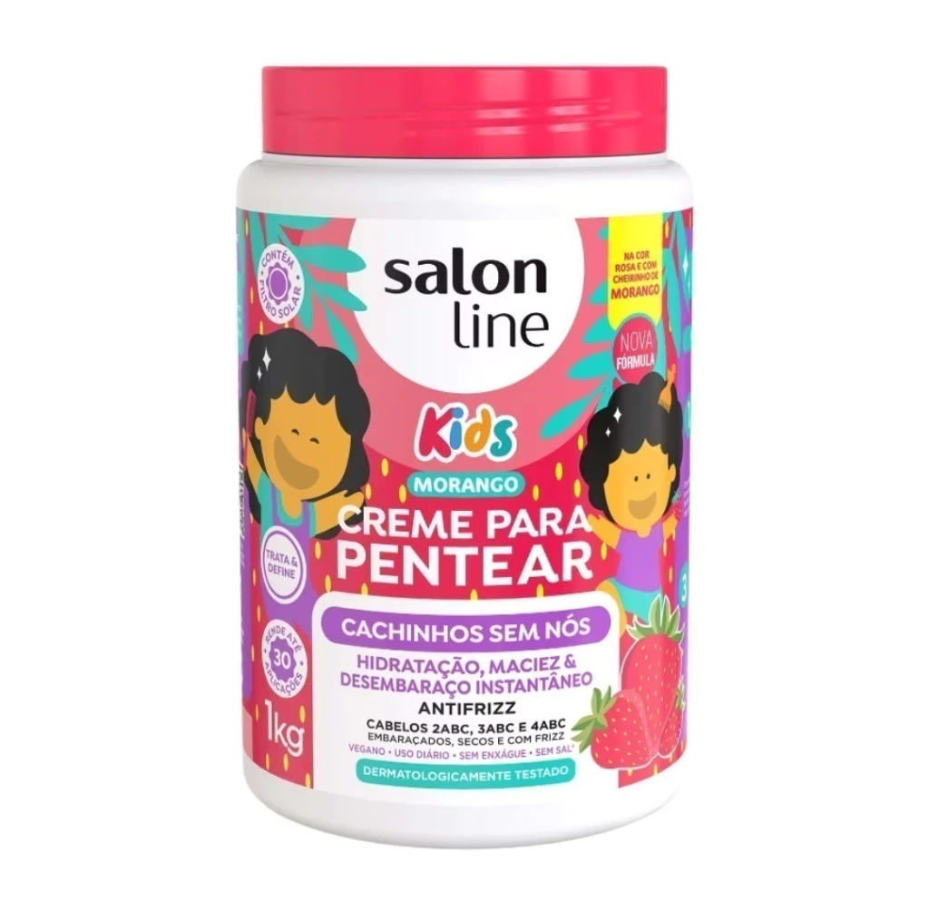 Creme Para Pentear Morango Kids Cachinhos sem Nós 1kg