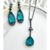 Conjunto de Colar e Brincos Gota Cristal Fusion Banhado a Rodio Negro