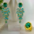 Conjunto de Brinco e Anel Oval com Cristais Turmalina Paraiba Banhado a Ouro