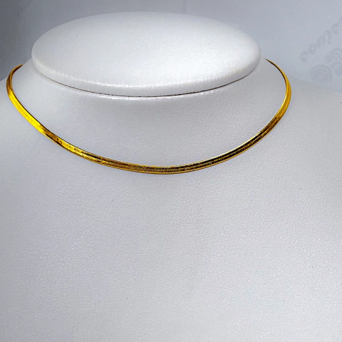 Colar Fita 2mml 45cm em Semijoia Banhado a Ouro