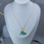 Colar Longo Chifre Turquesa Folha Banhado a Ouro 18K - loja online