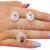 Conjunto de Colar e Brincos Gota Cristal Morganita Cravejado  Banhado a Prata