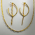 Conjunto de Colar Elos Alongado e Brincos Argolas Banhados a Ouro