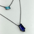 Colar Duplo com Cristais Retangular Azul Bic - Ródio Negro
