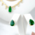 Conjunto de Colar Choker Corrente e Cristais + Brinco Gota Verde Esmeralda Fusion
