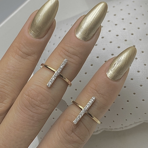 Anéis De Falange Microcravejado Banhada a Ouro