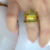 Anel Solitário Chuveiro Quadrado + Aparador Zirconias Negras Banhado a Ouro 18k - Luciana Machado Complementos