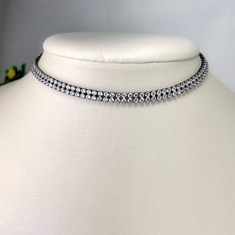 choker Riviera Dupla 2mml Banhada a Ródio Negro