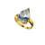 Anel Gota Cristal Translucida Banhado a Ouro