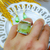 Conjunto de Brinco e Maxi Anel Pedras Verde Mate Banhado a Ouro