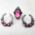Conjunto de Brincos e Anel Gota Rosa Crista Zircônias Banho de  Rodio Negro