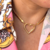 Colar Malha Snake Coração Vazado Banhado a Ouro 18K