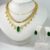 Conjunto de Colar Choker Corrente e Cristais + Brinco Gota Verde Esmeralda Fusion - comprar online
