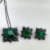 Conjunto de Colar e Brincos Pedra Quadrada Verde Esmeralda