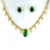 Conjunto de Colar Choker Corrente e Cristais + Brinco Gota Verde Esmeralda Fusion
