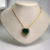 Conjunto de Colar e Brincos Coração Esmeralda E Zircs Banhado a Ouro 18K - loja online