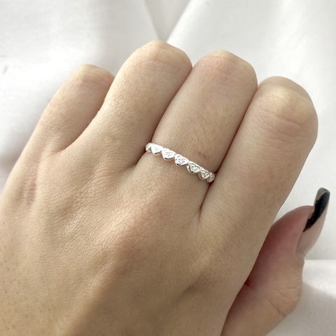 ANEL 7 CORAÇÕES COM ZIRCÔNIA