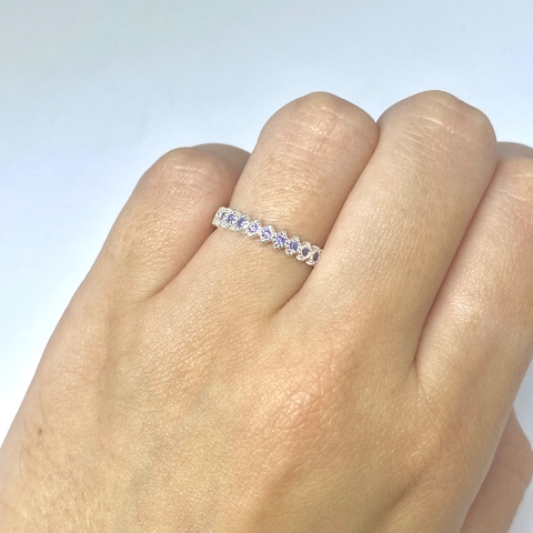 Anel balão cravejado lilás