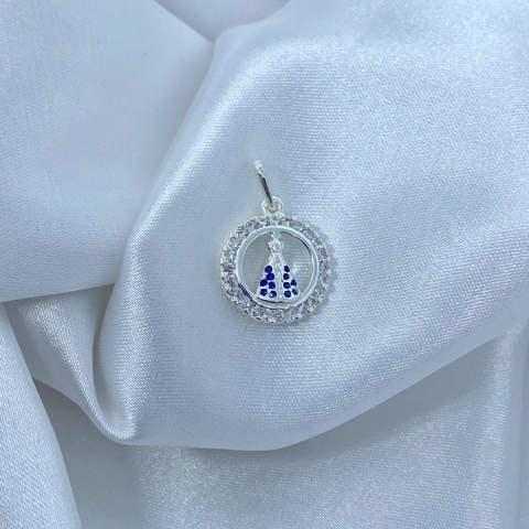 Pingente nossa senhora redondo cravejado