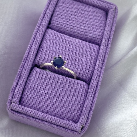 Anel Feminino Pedra Zircônia Azul