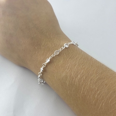 Pulseira infantil elos pedra de zircônia