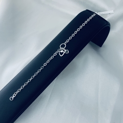 Pulseira pingente coração e coração com zircônia
