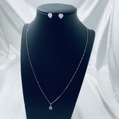 Conjunto c/ Zircônia formato Coração Rosa
