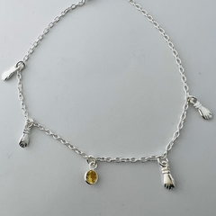 Pulseira 4 figas estamparia e pedras