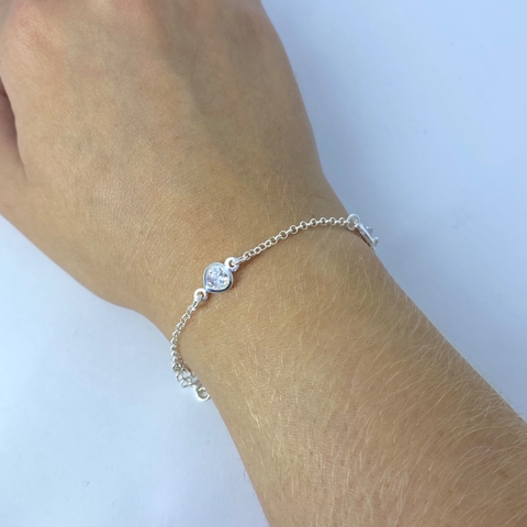 Pulseira 3 zircônias transparente