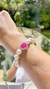 Pulseira Pérola Coração Turmalina Rosa - comprar online